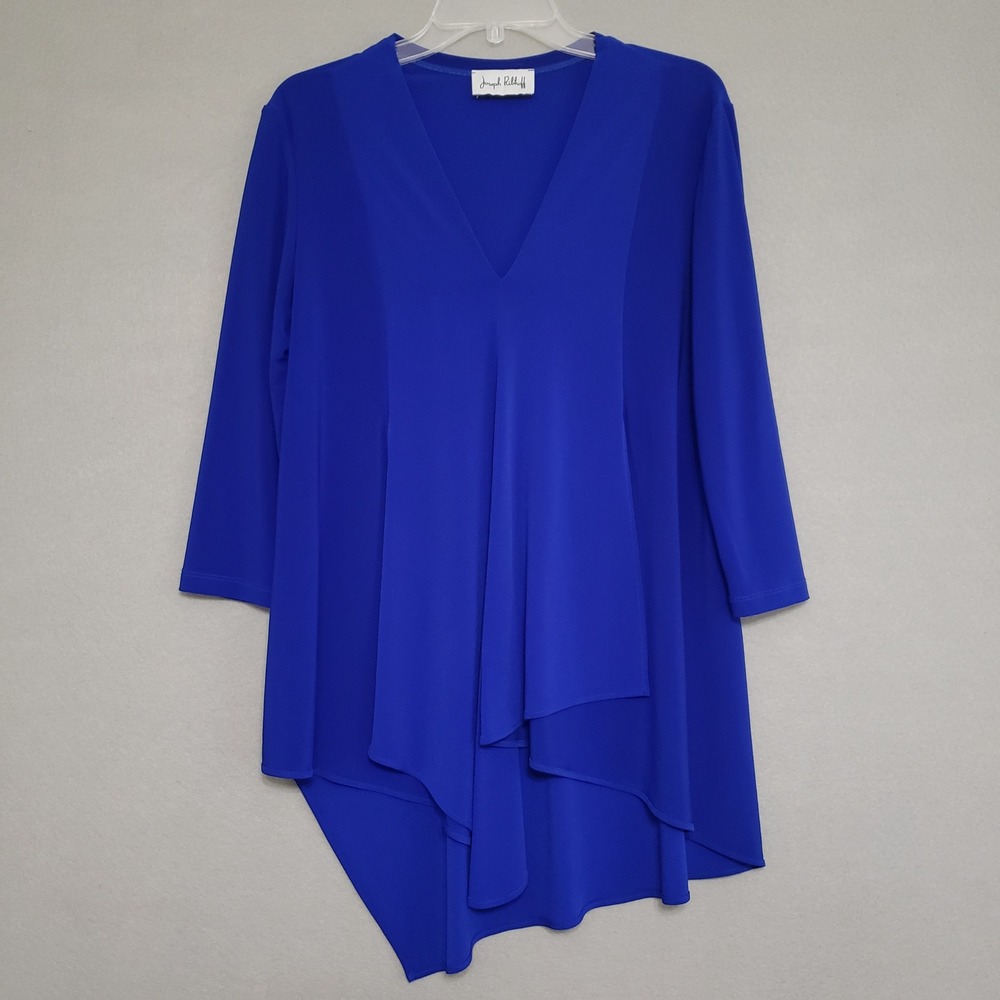 Joseph Ribkoff 12 Tunic Top Royal Blue Asymmetrical Layered V-Neck 3/4 Sleeve